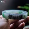 水墨辣綠翡翠烏雞手鐲